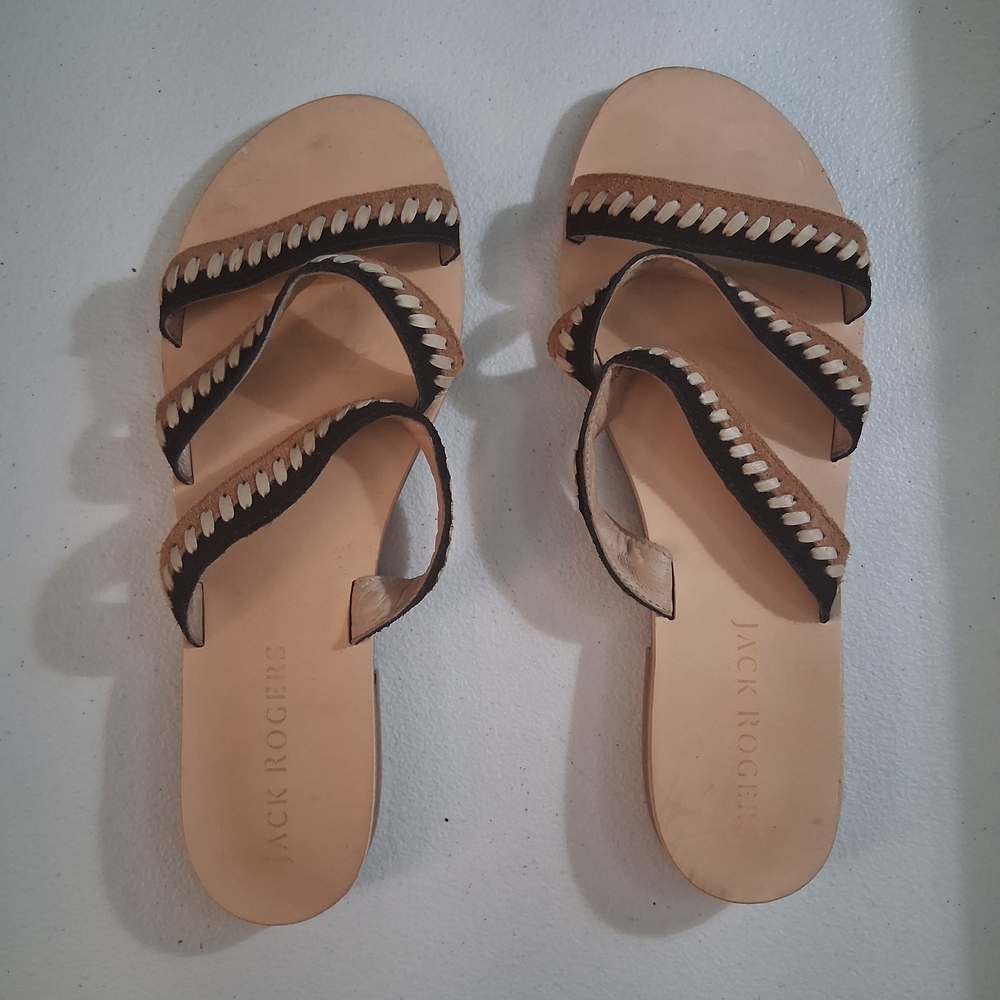 Jack Rogers Black and Tan Women's Sandals Size 10